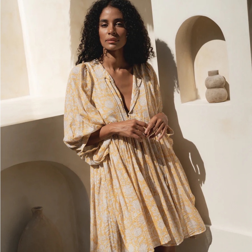 Daughters of India Kyra Mini Dress, Cumin Color, Size Small